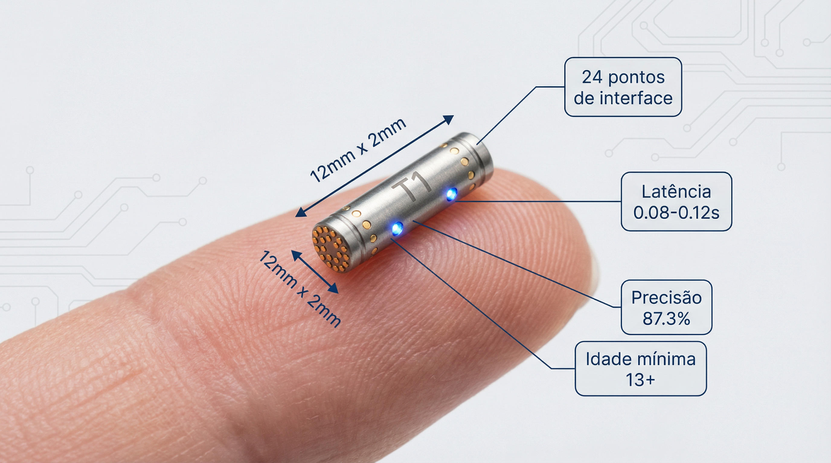 T1 - Microchip Neural em Tamanho Real com Especificações