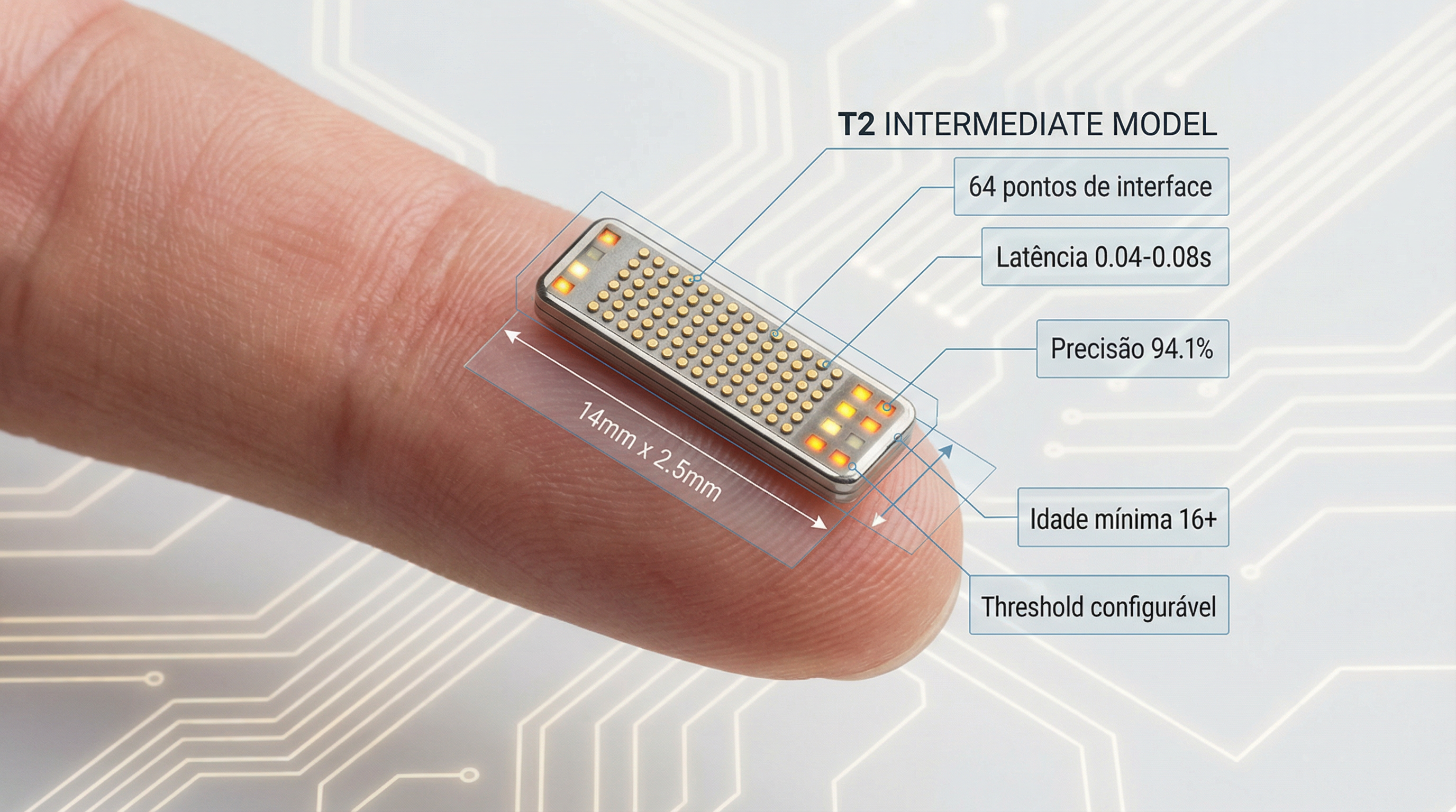 T2 - Microchip Neural Intermediário em Tamanho Real com Especificações